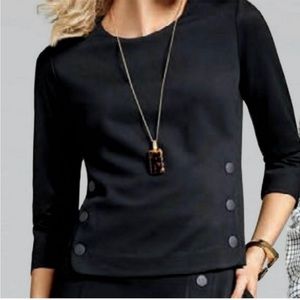 CABI Black 3/4 Sleeve Knit Ponte Utility Top S